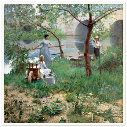 Under the Cherry Tree by Sir John Lavery, framed print in white frame