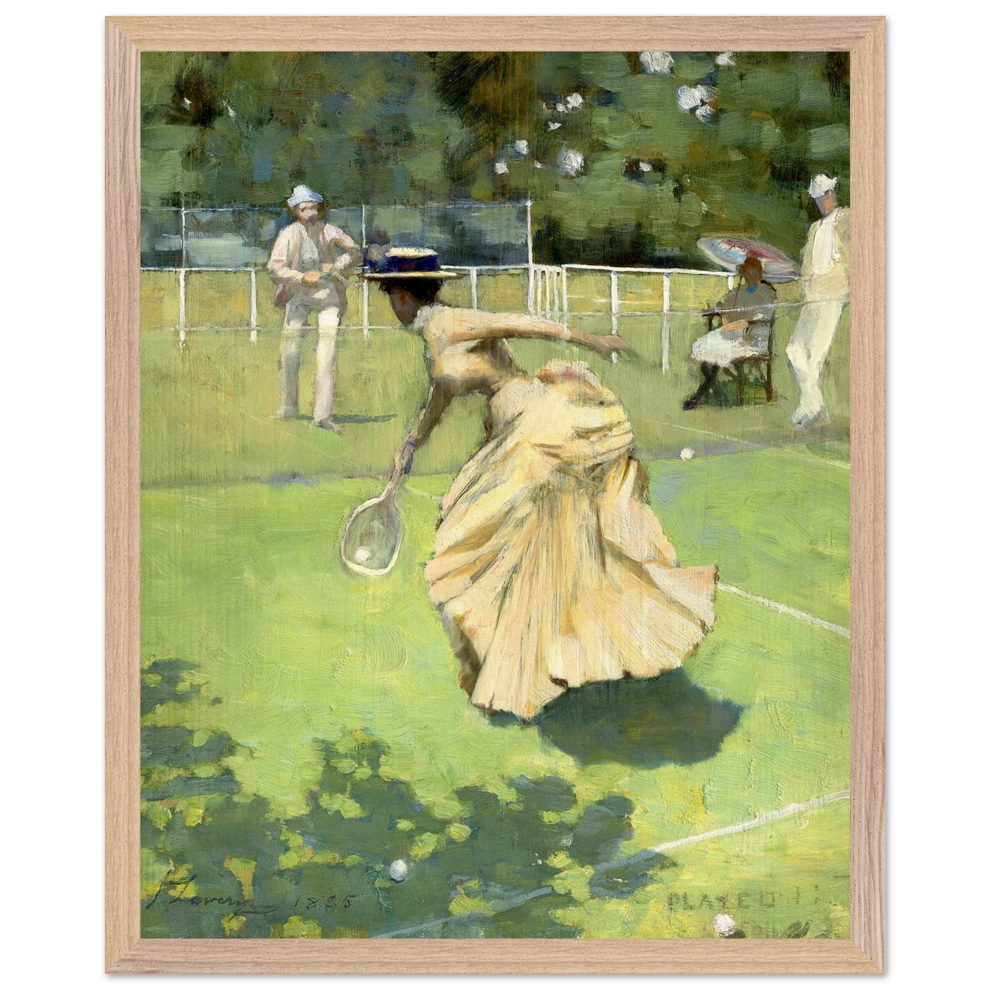 Played!! Irish tennis art print by Sir John Lavery natural wood frame
