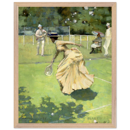 Played!! Irish tennis art print by Sir John Lavery natural wood frame