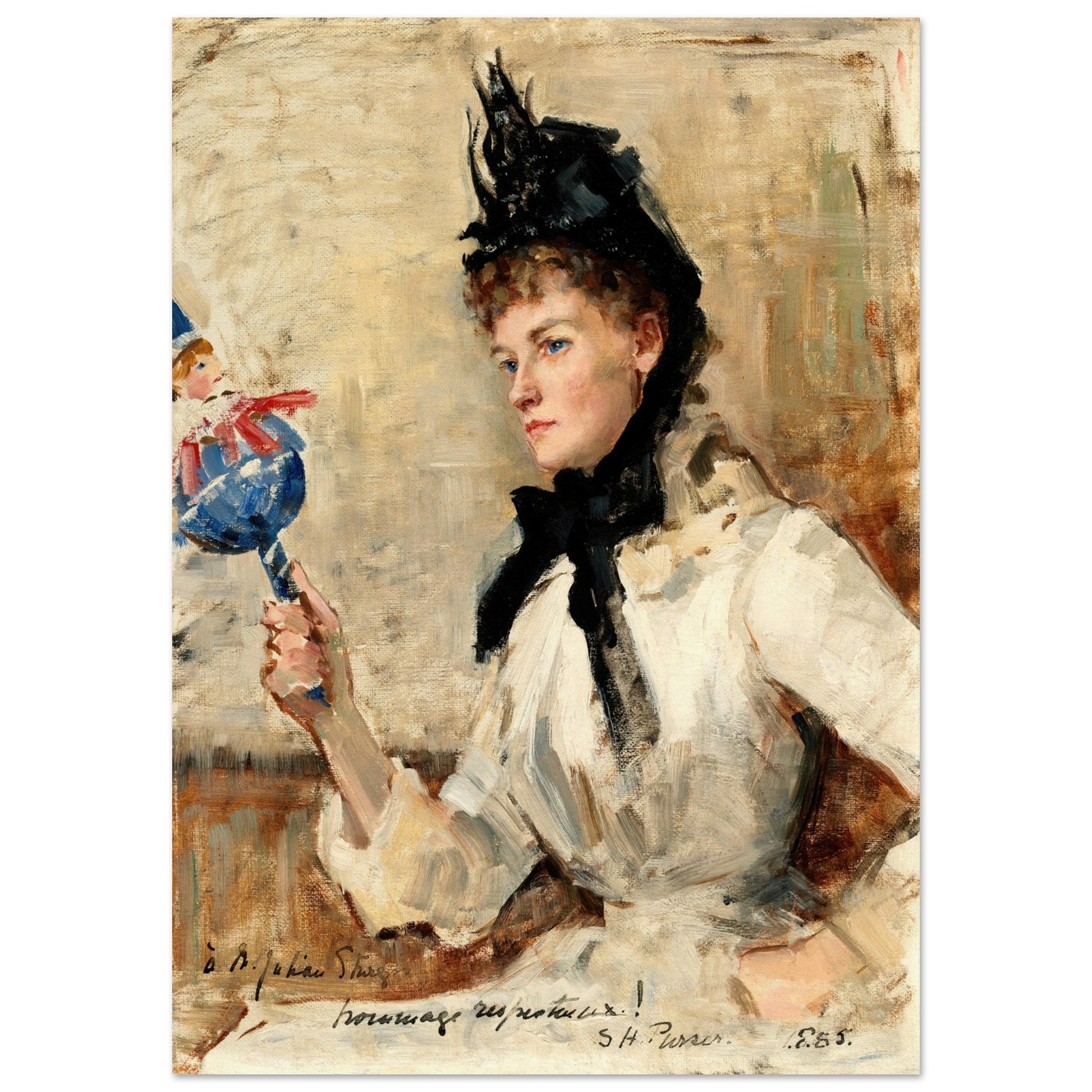 A Lady Holding a Rattle  by Irish Artist Sarah Purser Art Print – view 7 | Buy Irish Art
