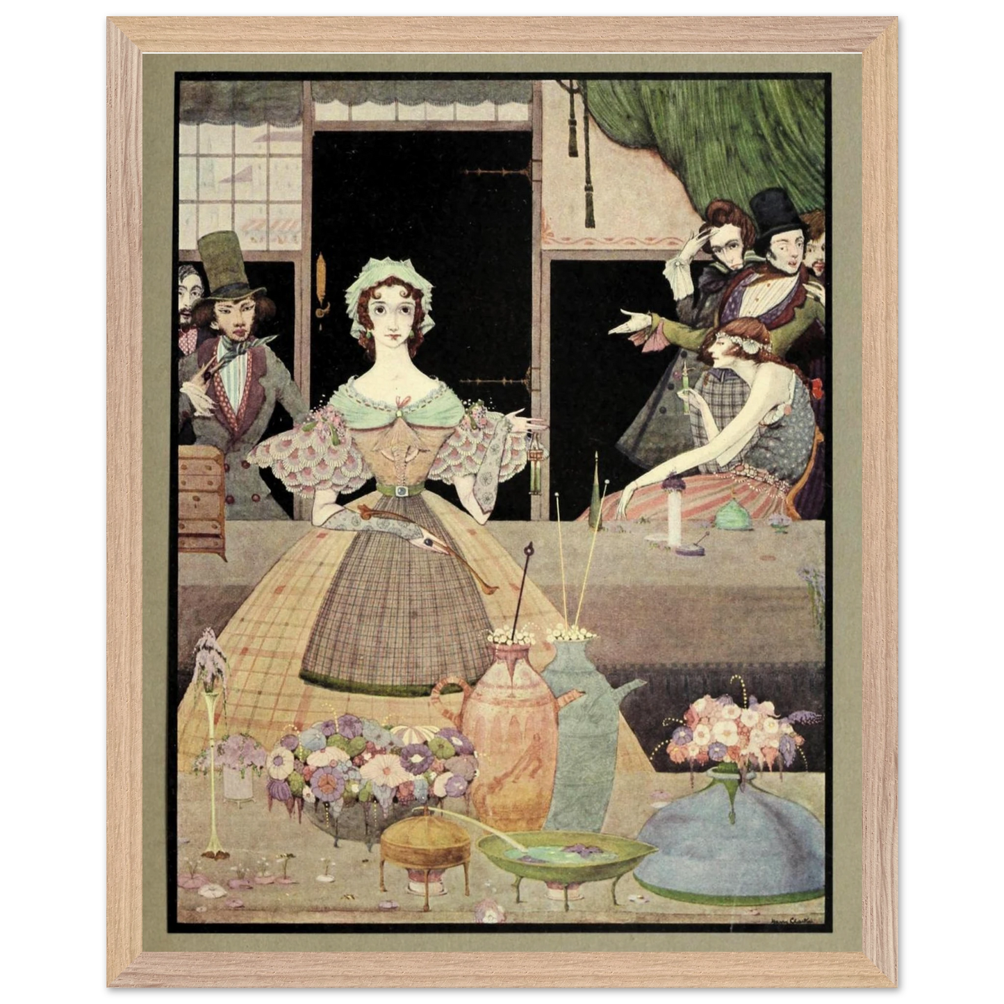 Harry Clarke Art Print – Poe’s Tales of Mystery (1923) – “Spritely Grisette” | Museum-Quality Framed Reproduction – detail view | Buy Irish Art