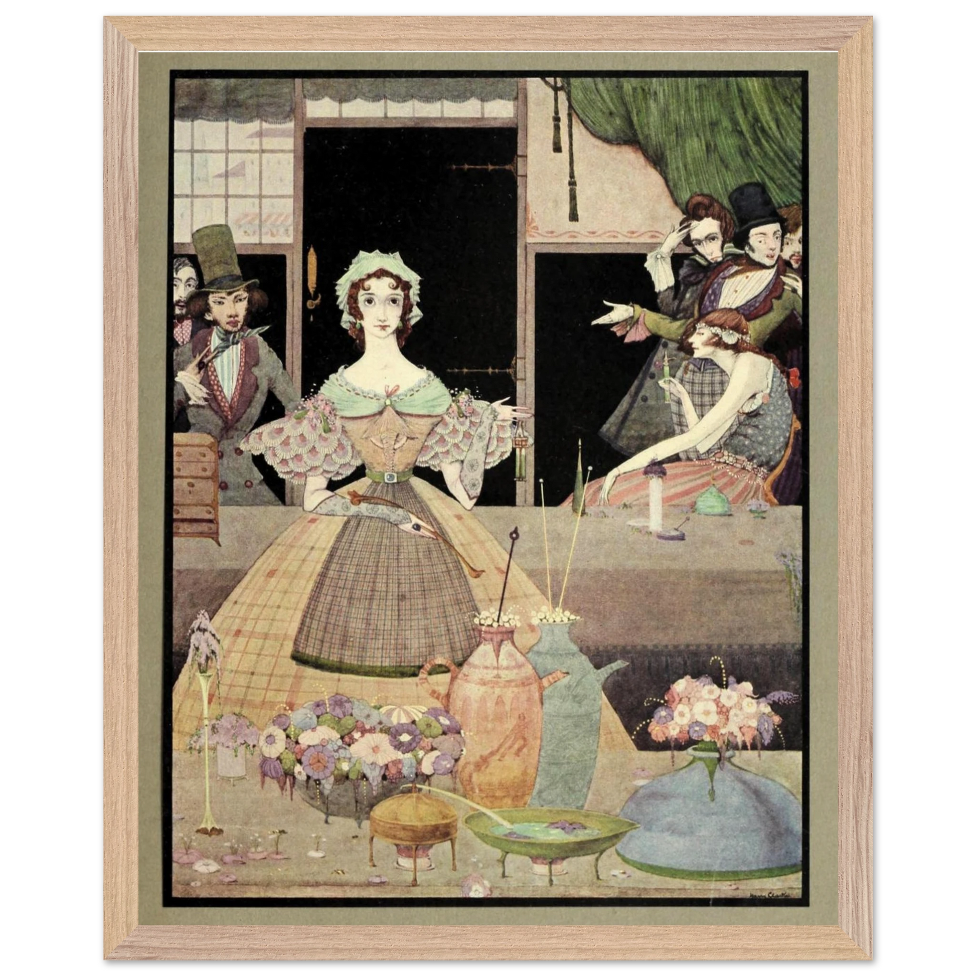 Harry Clarke Art Print – Poe’s Tales of Mystery (1923) – “Spritely Grisette” | Museum-Quality Framed Reproduction – detail view | Buy Irish Art