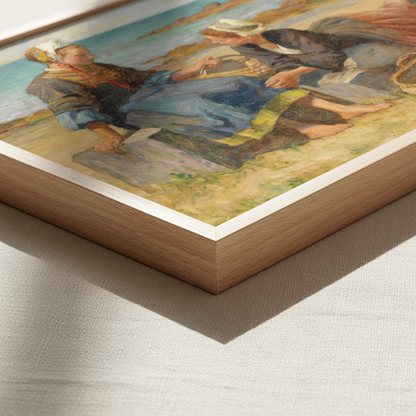 Breton Girls On a Beach By Irish Artist Aloysius O'Kelly Art Print