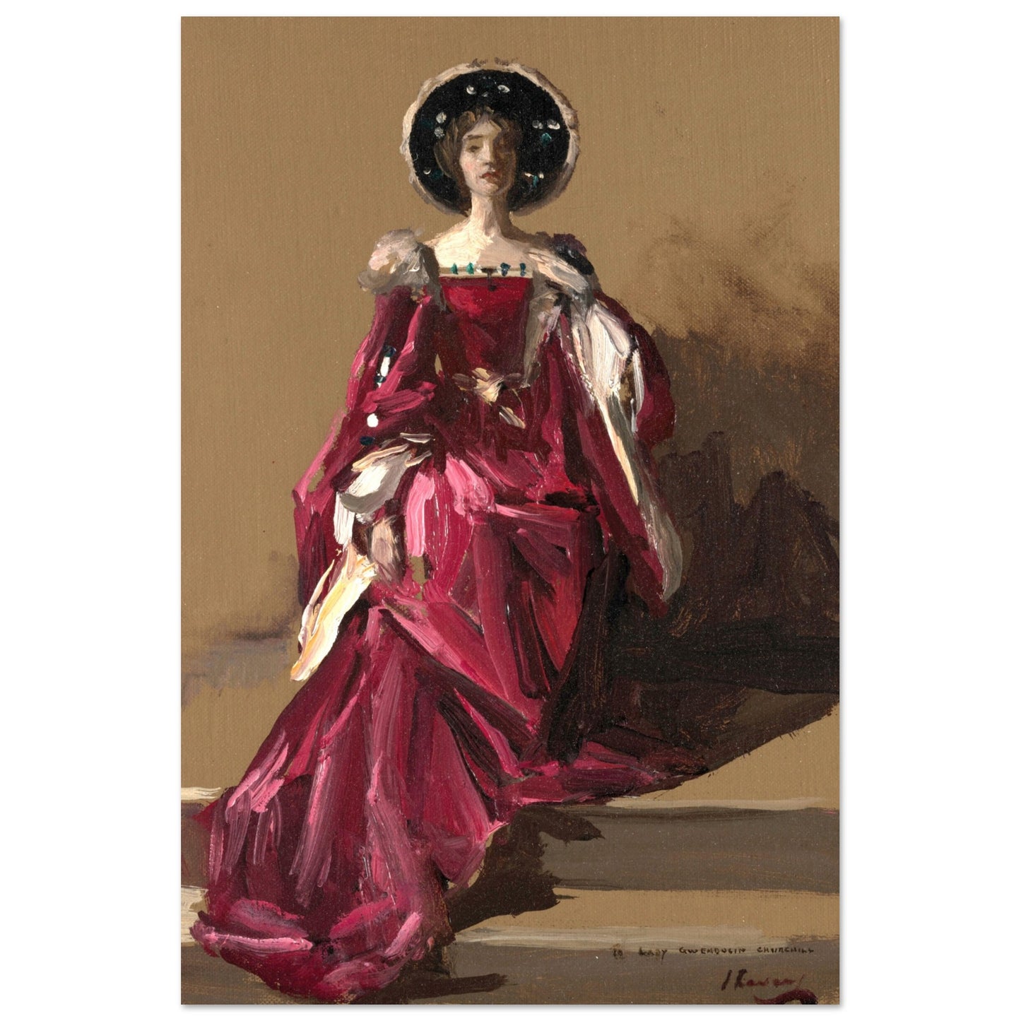 Lady Gwendeline Spencer-Churchill in The Merchant of Venice by John Lavery, framed print styled on wall