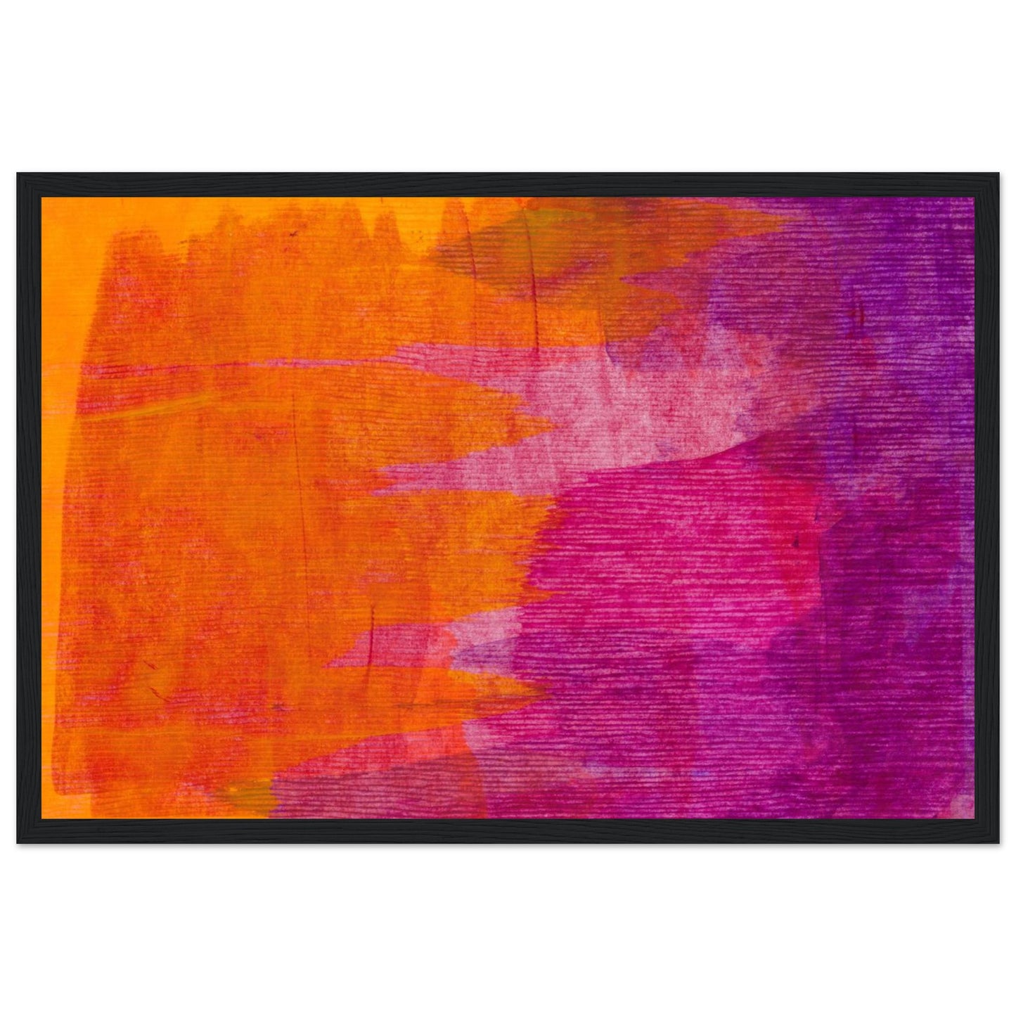 Minimalist Abstract Modern Style Orange & Pruple Framed Print – size comparison view | Buy Irish Art