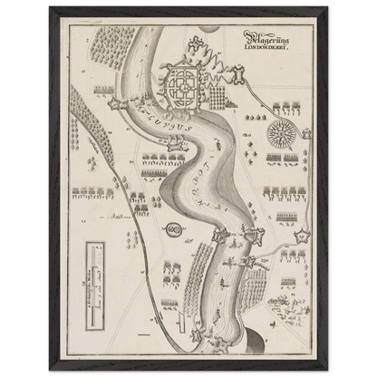 The Siege of Derry 1689 print framed in black, Irish historical wall art