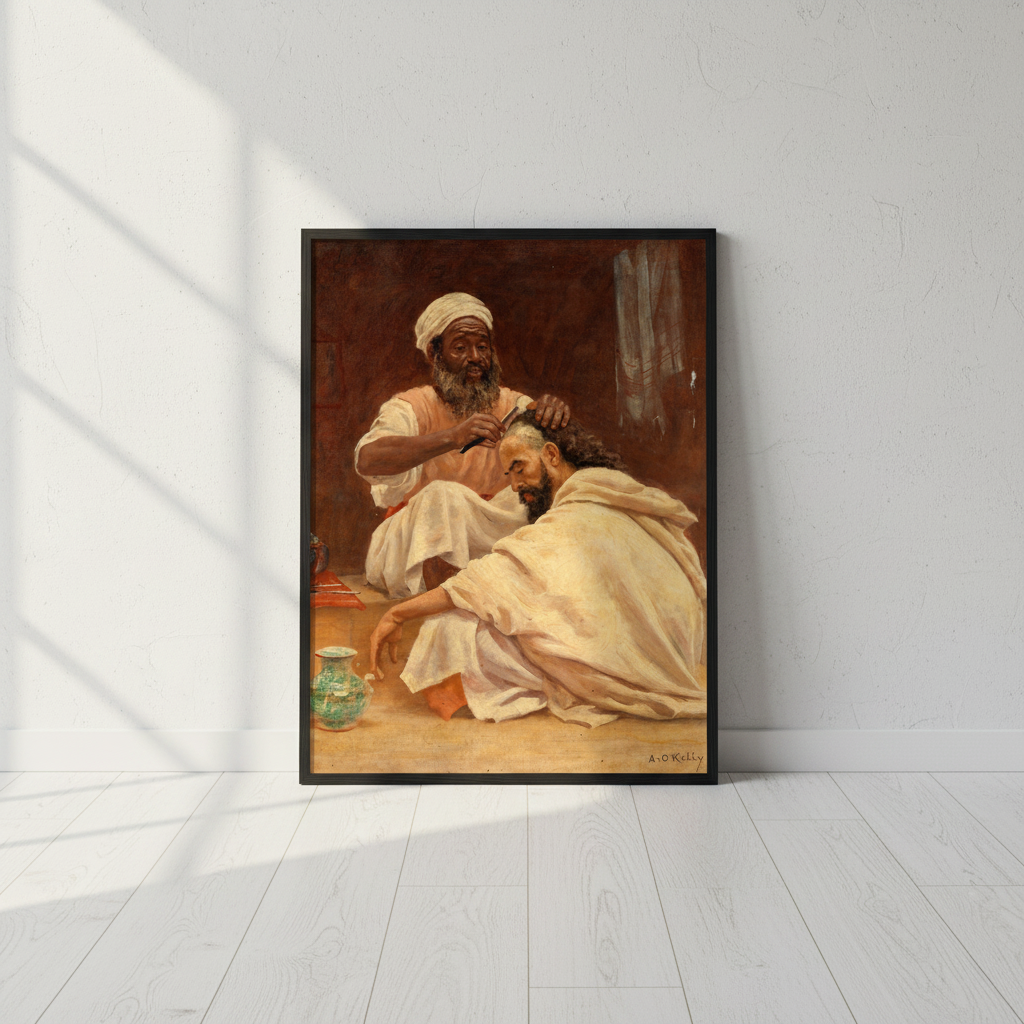 A Barber, Morocco - Aloysius O'Kelly Art Print