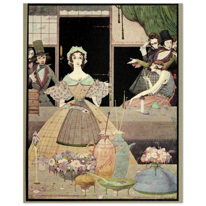 Harry Clarke Art Print – Poe’s Tales of Mystery (1923) – “Spritely Grisette” | Museum-Quality Framed Reproduction – size comparison view | Buy Irish Art