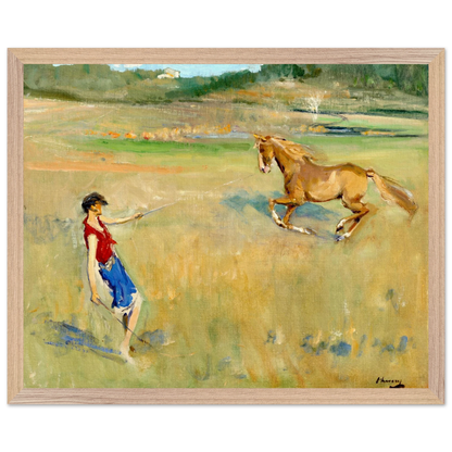 Schooling the Pony by Sir John Lavery, close-up detail of archival print texture
