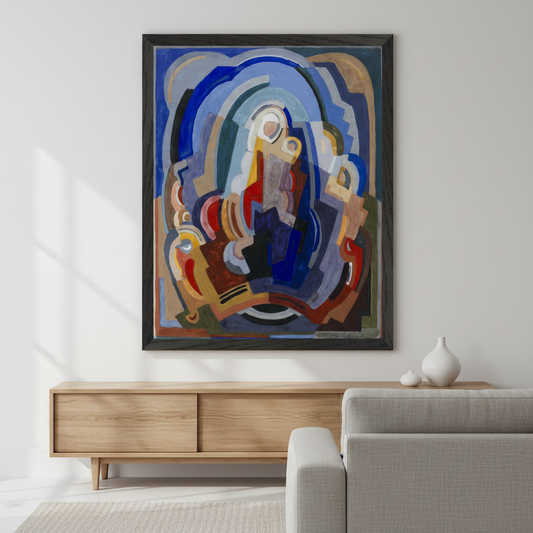 The Virgin and Child Enthroned by Mainie Jellett, Irish cubist art print, unframed archival matte paper