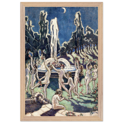 Figures Dancing Round a Fountain by Mainie Jellett - print in a white frame