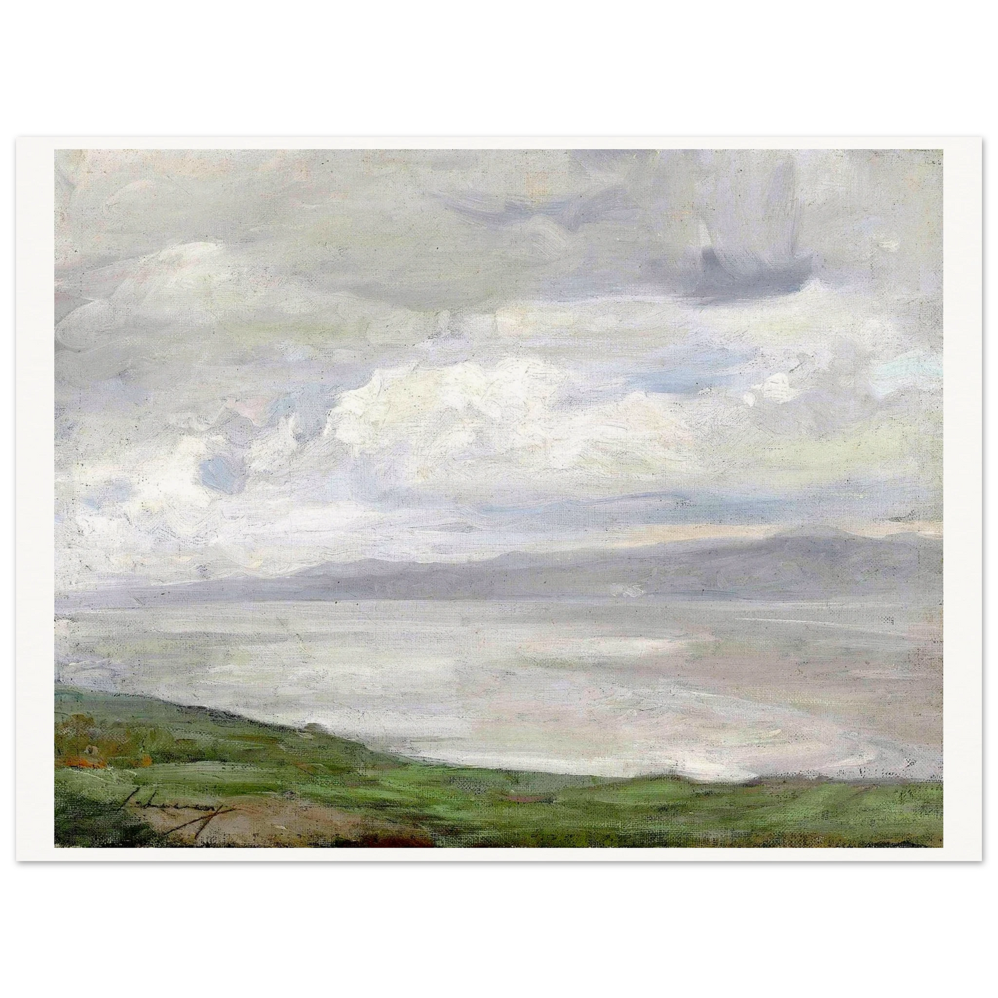 Sir John Lavery coastal print in natural wood frame — Irish landscape wall art