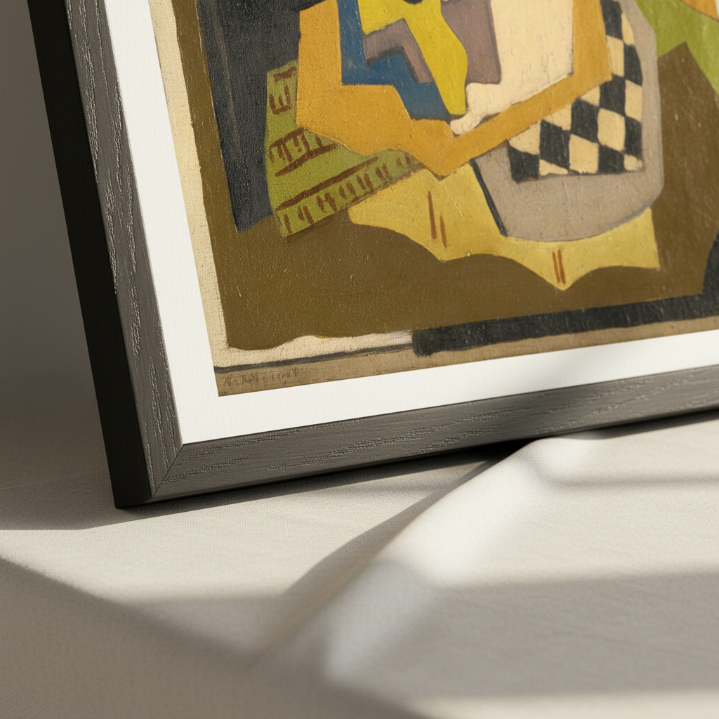 Composition (Chessboard) by Mainie Jellett - Irish cubist still life print in a room setting