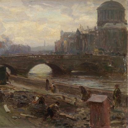 The Four Courts, Dublin by Walter Osborne Art Print 40x50 cm / 16x20″ – framed print close-up | Buy Irish Art