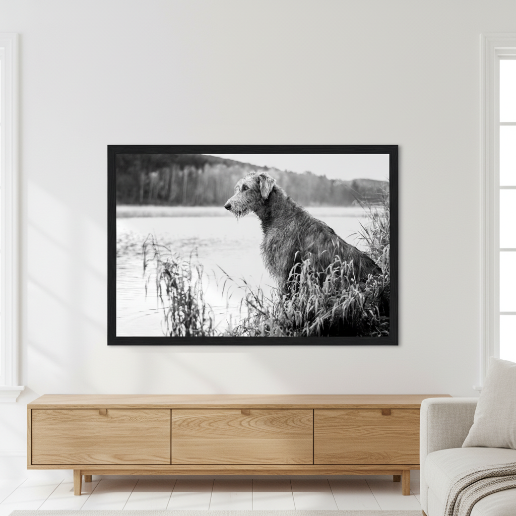 Irish Wolfhound Framed Print | Black & White Wall Art | Irish Heritage Gift – Irish wall art print | Buy Irish Art