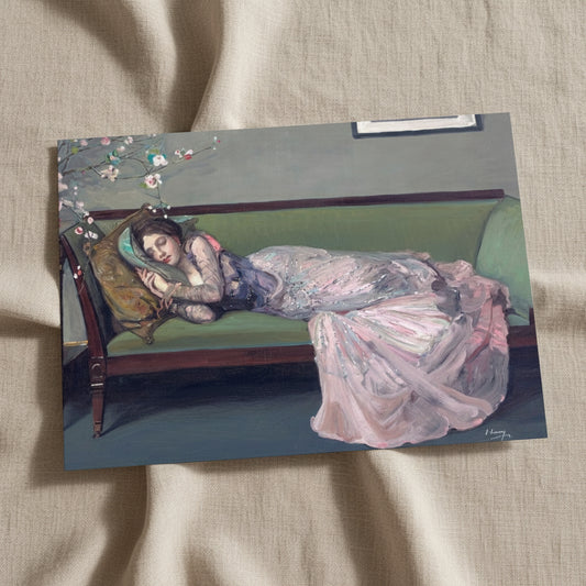The Green Sofa Irish fine art print A3 size unframed by Sir John Lavery