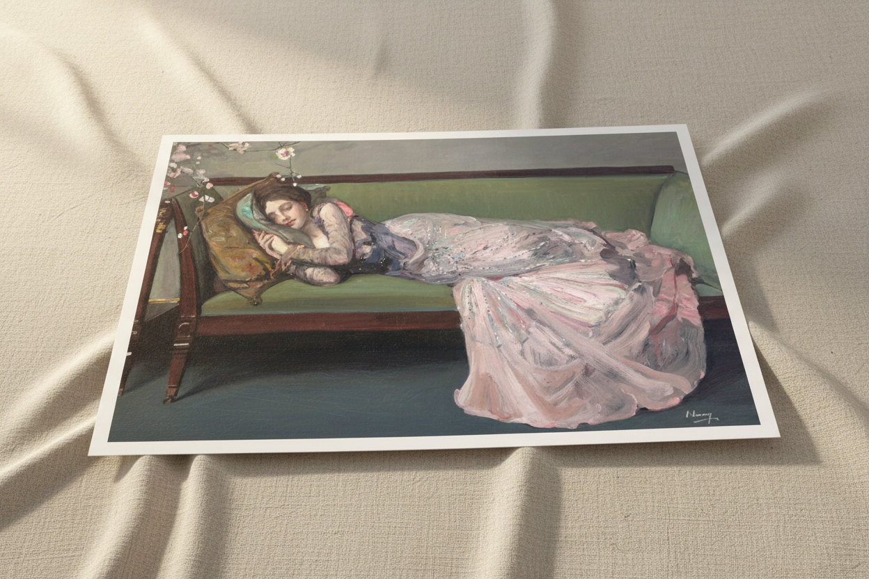 The Green Sofa by Sir John Lavery — A3 unframed Irish art print, archival fine art reproduction on linen, Buy Irish Art