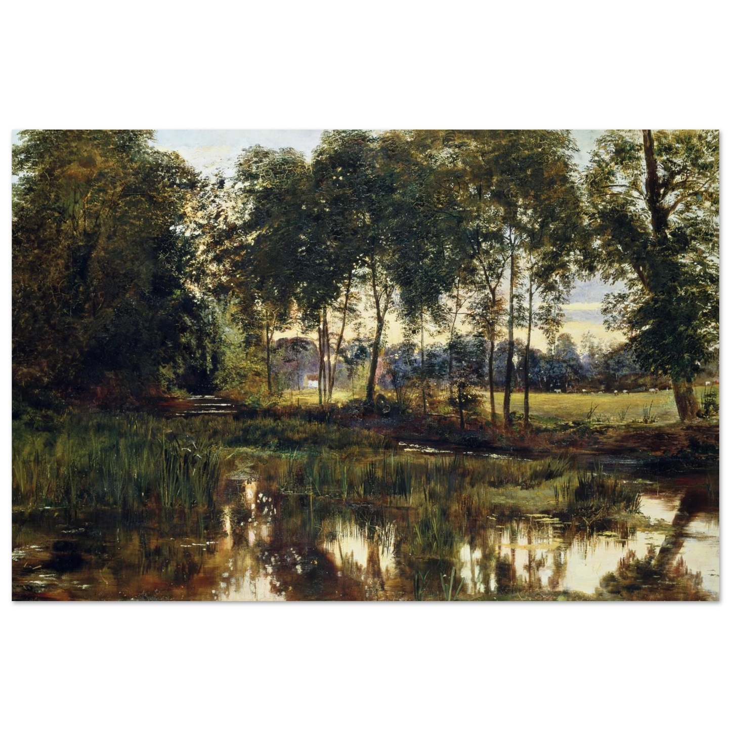 A View of Rye Water near Leixlip by William Davis, unframed Irish landscape art print, 1850s reproduction.