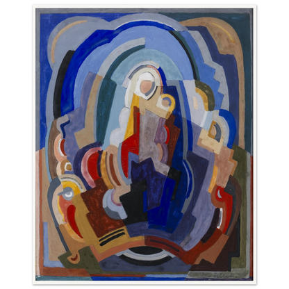 The Virgin and Child Enthroned by Mainie Jellett, framed print in black wood frame
