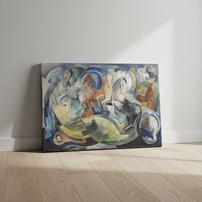 Achill Horses by Mainie Jellett - canvas print in a room setting