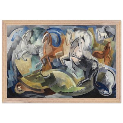 Achill Horses by Irish Artist Mainie Jellett Abstract Art Print 30x45 cm / 12x18″ / Wooden Framed Print / Wood frame