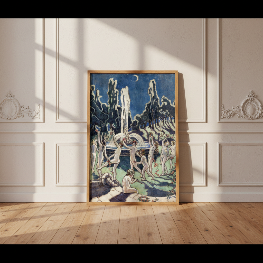 Figures Dancing Round a Fountain by Mainie Jellett - unframed art print on archival matte paper