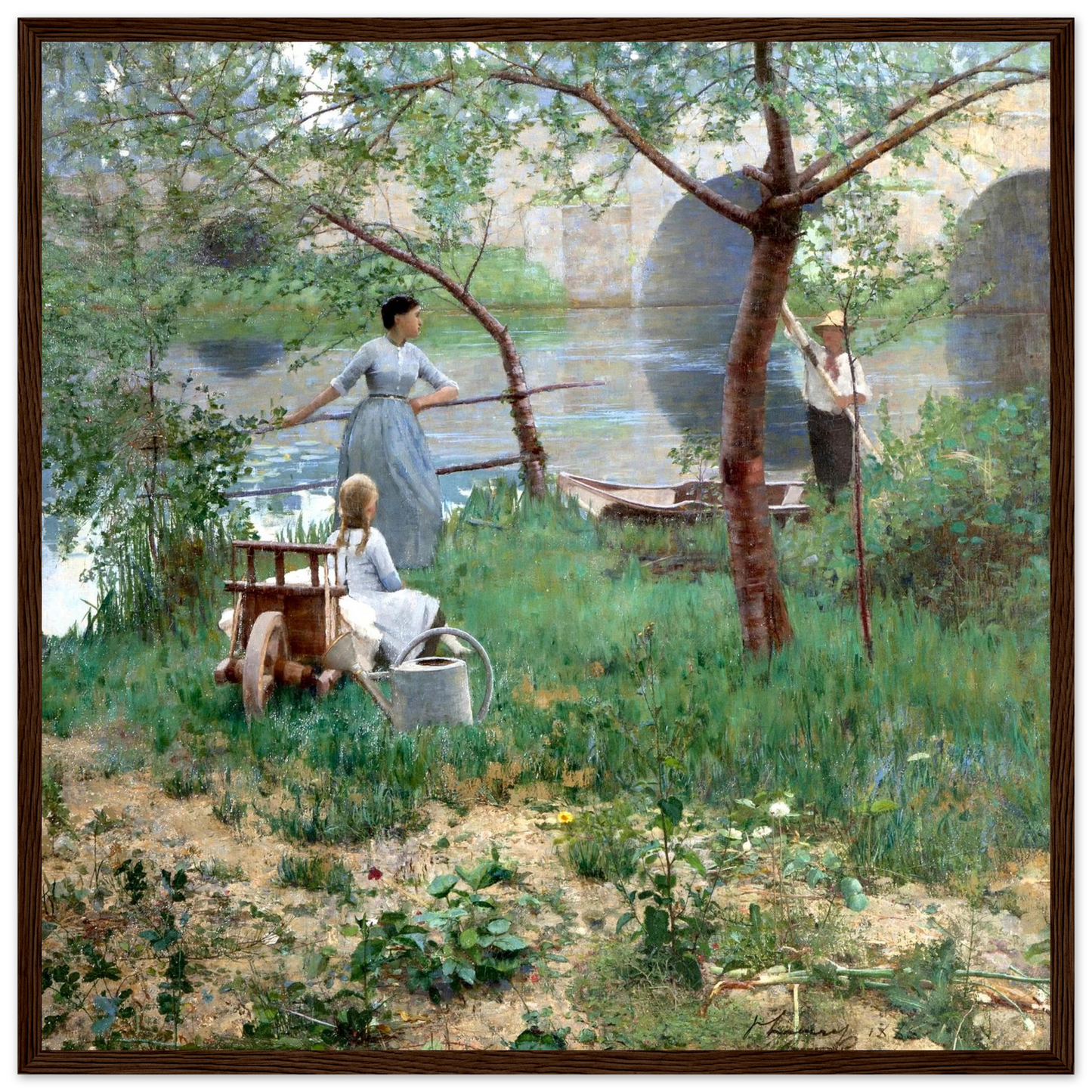 Under the Cherry Tree by Sir John Lavery, framed print corner detail