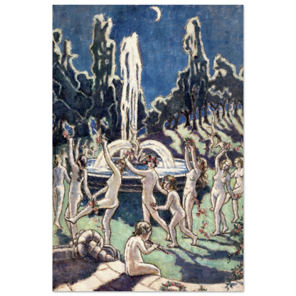 Figures Dancing Round a Fountain by Mainie Jellett - print in a black frame