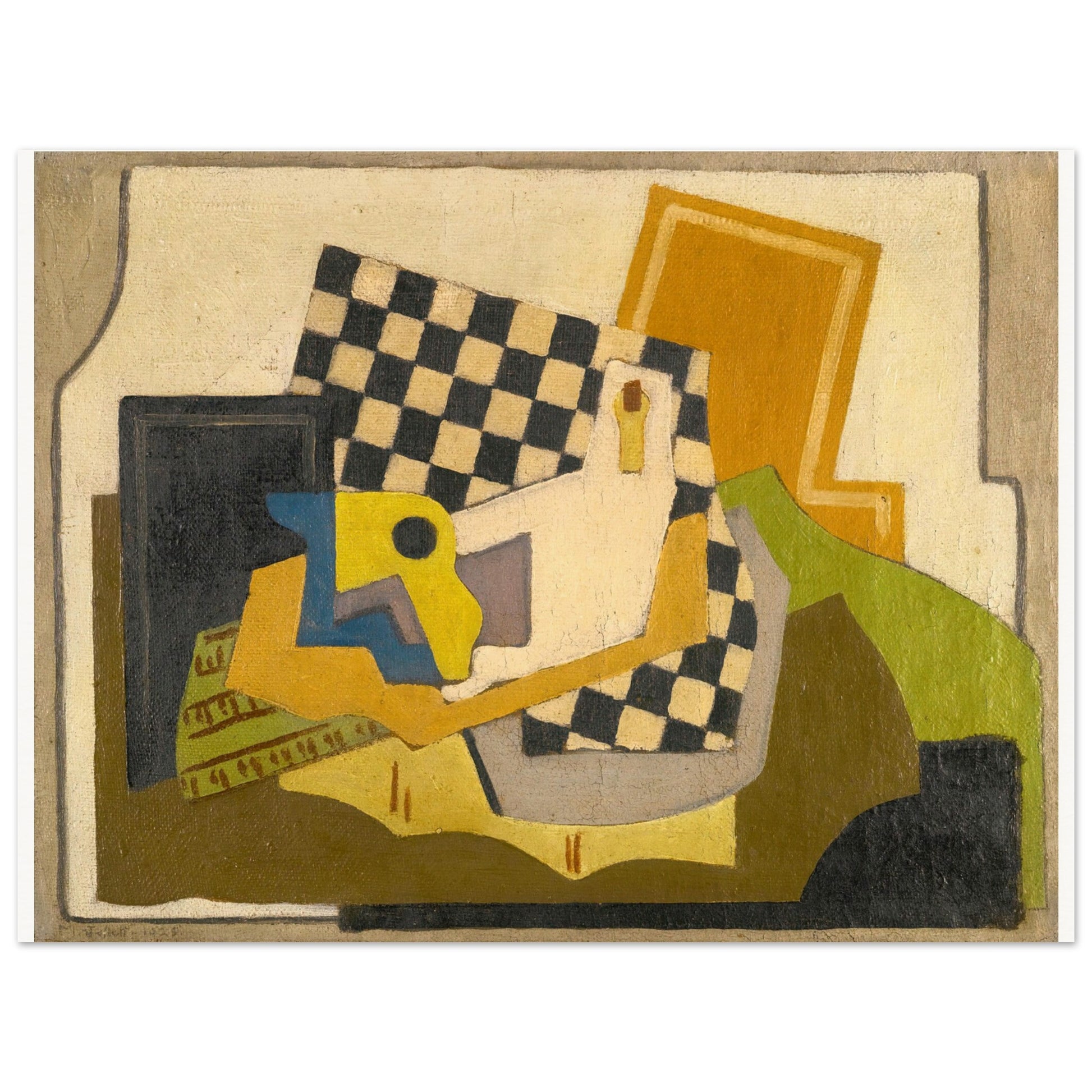 Composition (Chessboard) by Mainie Jellett - framed print in a natural wood frame