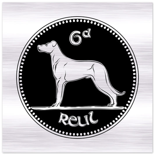 Old Irish Money Penny Coin Wolfhound Druck aus gebürstetem Aluminium 