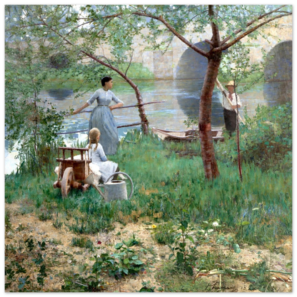 Under the Cherry Tree by Sir John Lavery, framed print styled on wall