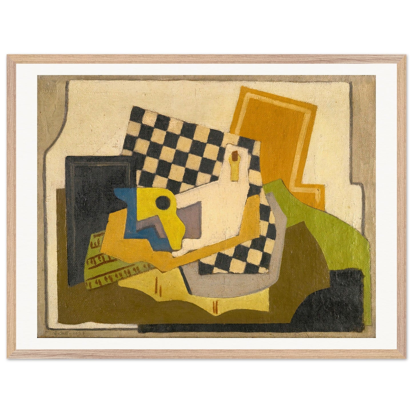 Composition (Chessboard) by Mainie Jellett - unframed print close-up showing paper texture