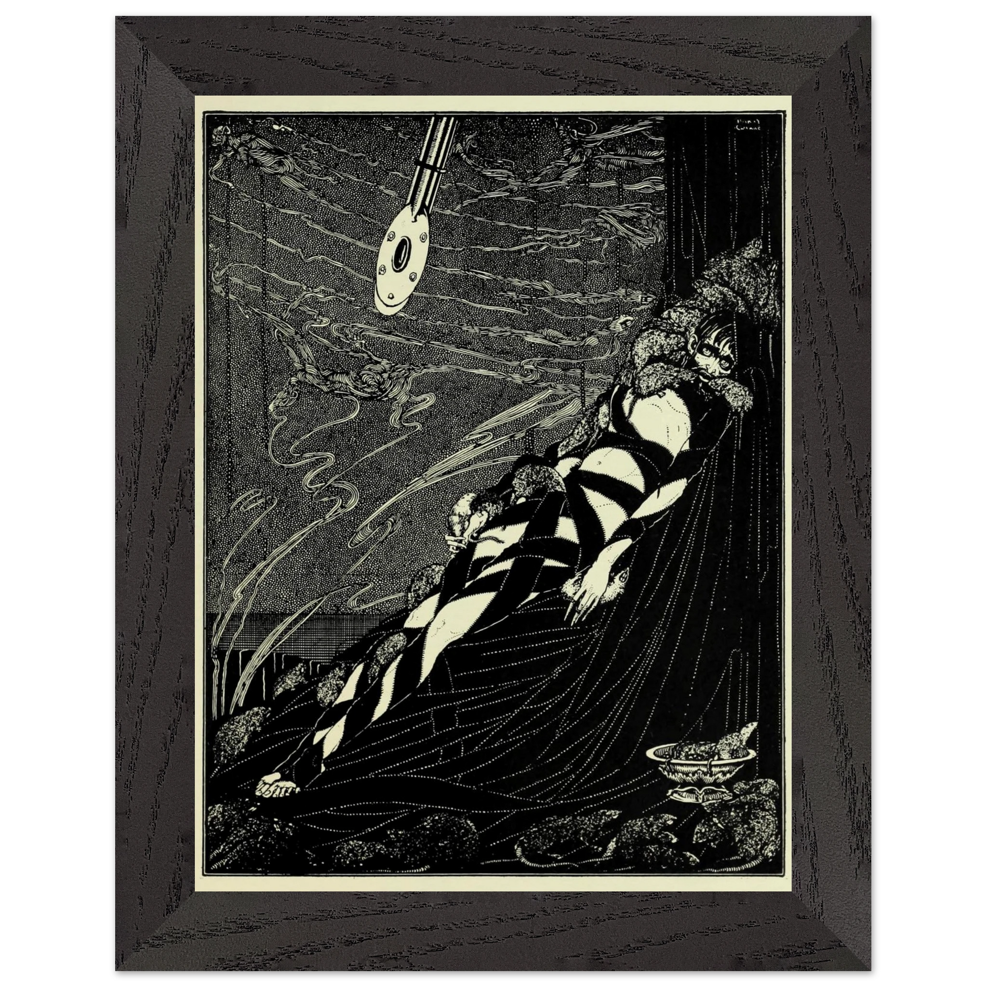 Harry Clarke Art Print – Poe’s Tales of Mystery (1923) – “Swarmed Upon Me” | Museum-Quality Framed Reproduction – size comparison view | Buy Irish Art