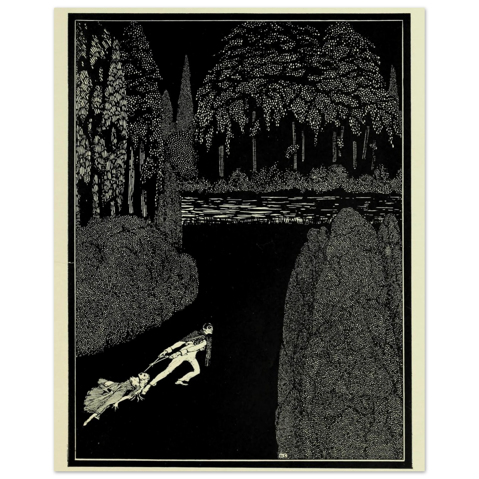 Harry Clarke Art Print – Poe’s Tales of Mystery (1923) – “Toilsome Journey” | Museum-Quality Framed Reproduction – size comparison view | Buy Irish Art