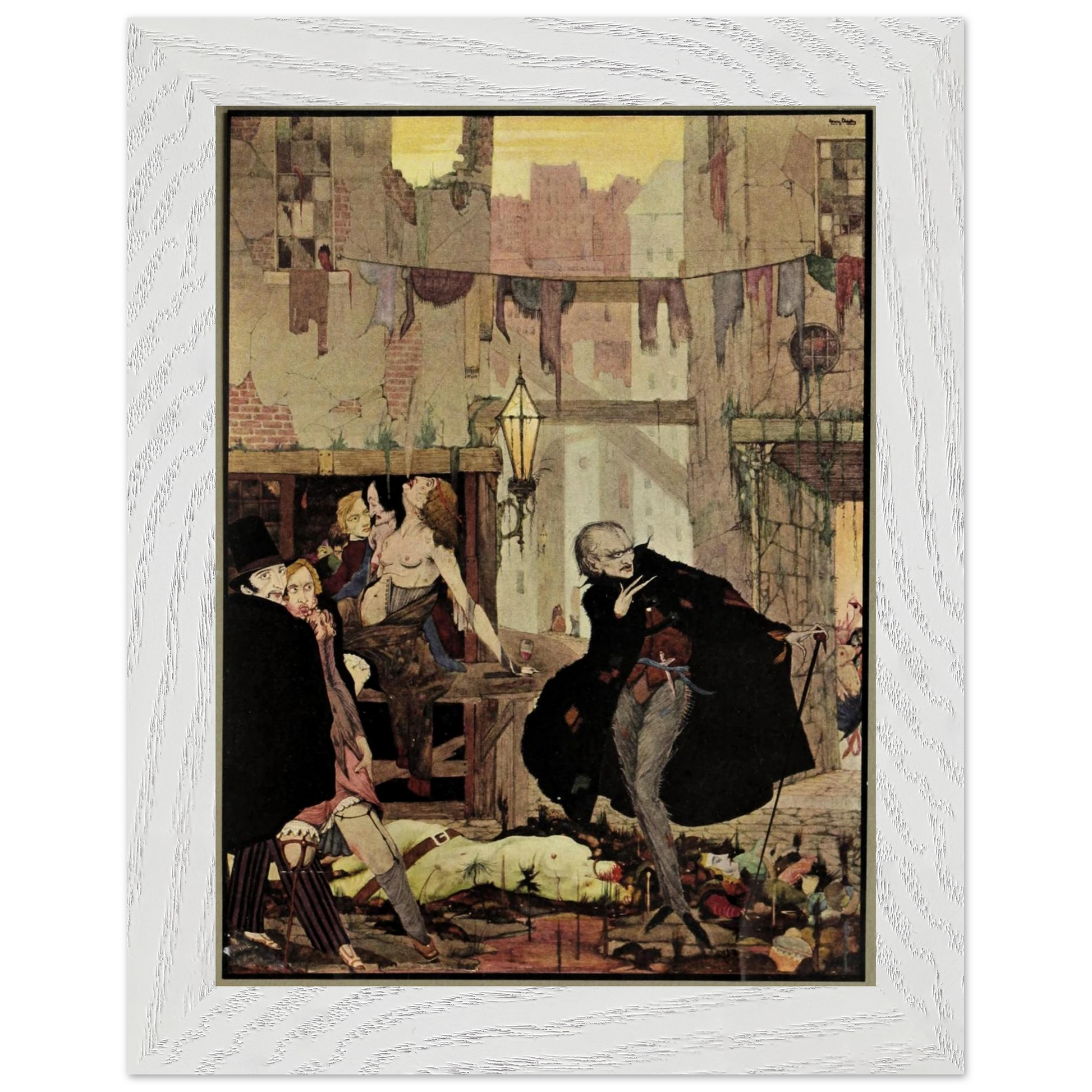 Harry Clarke Art Print – Poe’s Tales of Mystery (1923) – “Noisome Quarter” | Museum-Quality Framed Reproduction – room setting display | Buy Irish Art