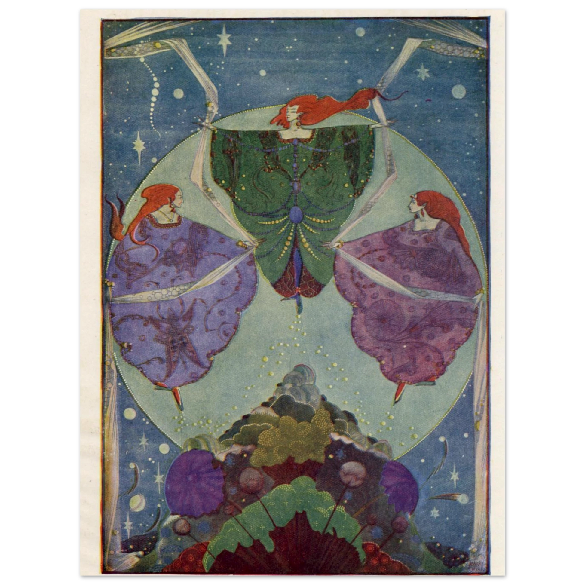 Harry Clarke Art Print – Andersen's Fairy Tales (1933) – “They Danced with Shawls” | Museum-Quality Framed Reproduction – detail view | Buy Irish Art
