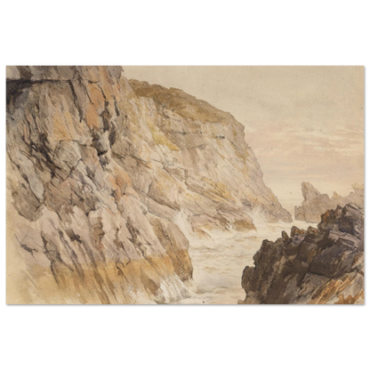 Framed reproduction of Cliffs at Howth, County Dublin by Frederic William Burton – museum-quality fine art print