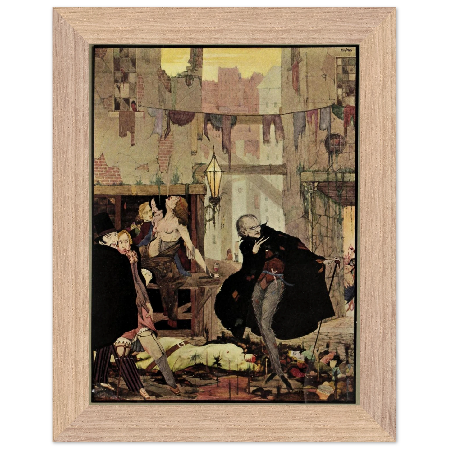 Harry Clarke Art Print – Poe’s Tales of Mystery (1923) – “Noisome Quarter” | Museum-Quality Framed Reproduction – detail view | Buy Irish Art