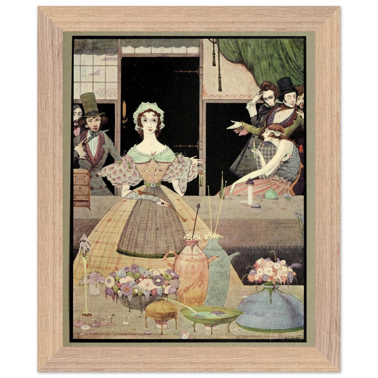 Harry Clarke Art Print – Poe’s Tales of Mystery (1923) – “Spritely Grisette” | Museum-Quality Framed Reproduction – framed print close-up | Buy Irish Art