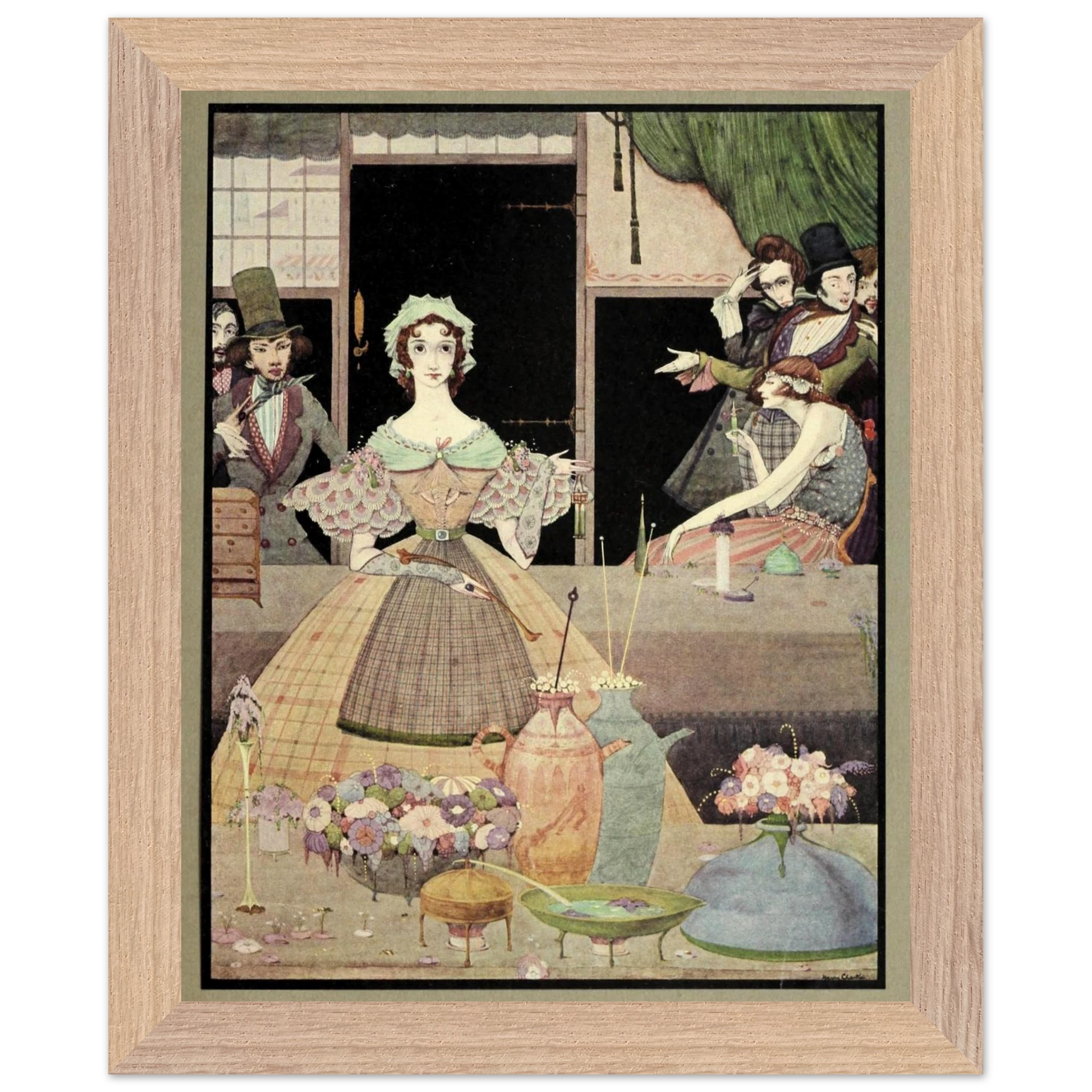 Harry Clarke Art Print – Poe’s Tales of Mystery (1923) – “Spritely Grisette” | Museum-Quality Framed Reproduction – framed print close-up | Buy Irish Art