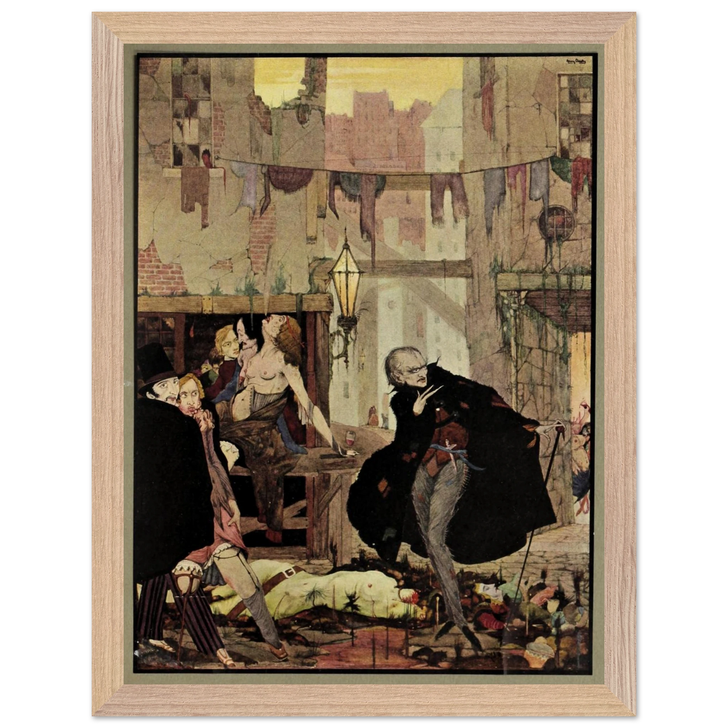 Harry Clarke Art Print – Poe’s Tales of Mystery (1923) – “Noisome Quarter” | Museum-Quality Framed Reproduction – size comparison view | Buy Irish Art