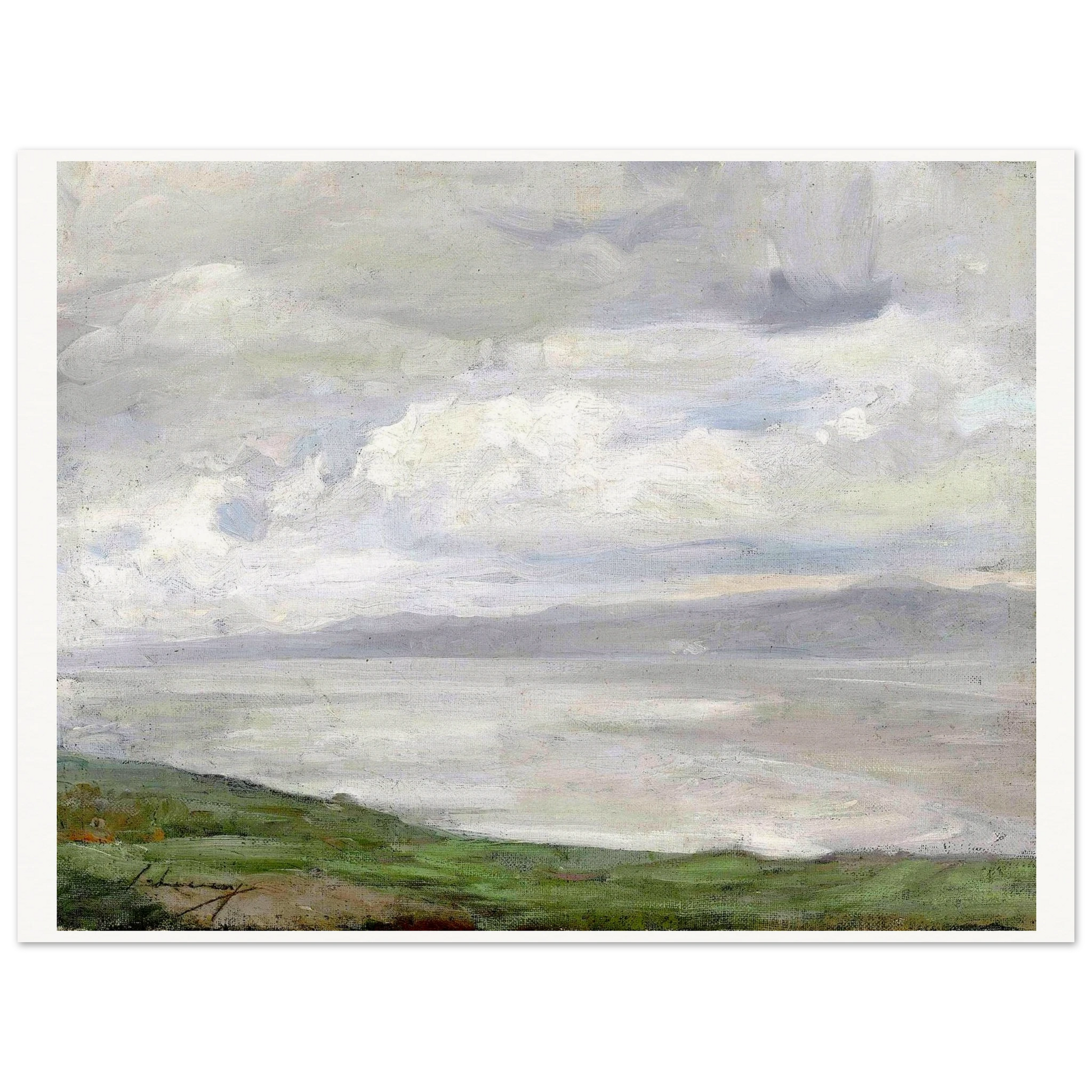 Island Magee by Sir John Lavery — archival Irish art print framed in black, bedroom interior