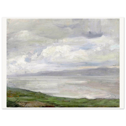 Island Magee by Sir John Lavery — archival Irish art print framed in black, bedroom interior
