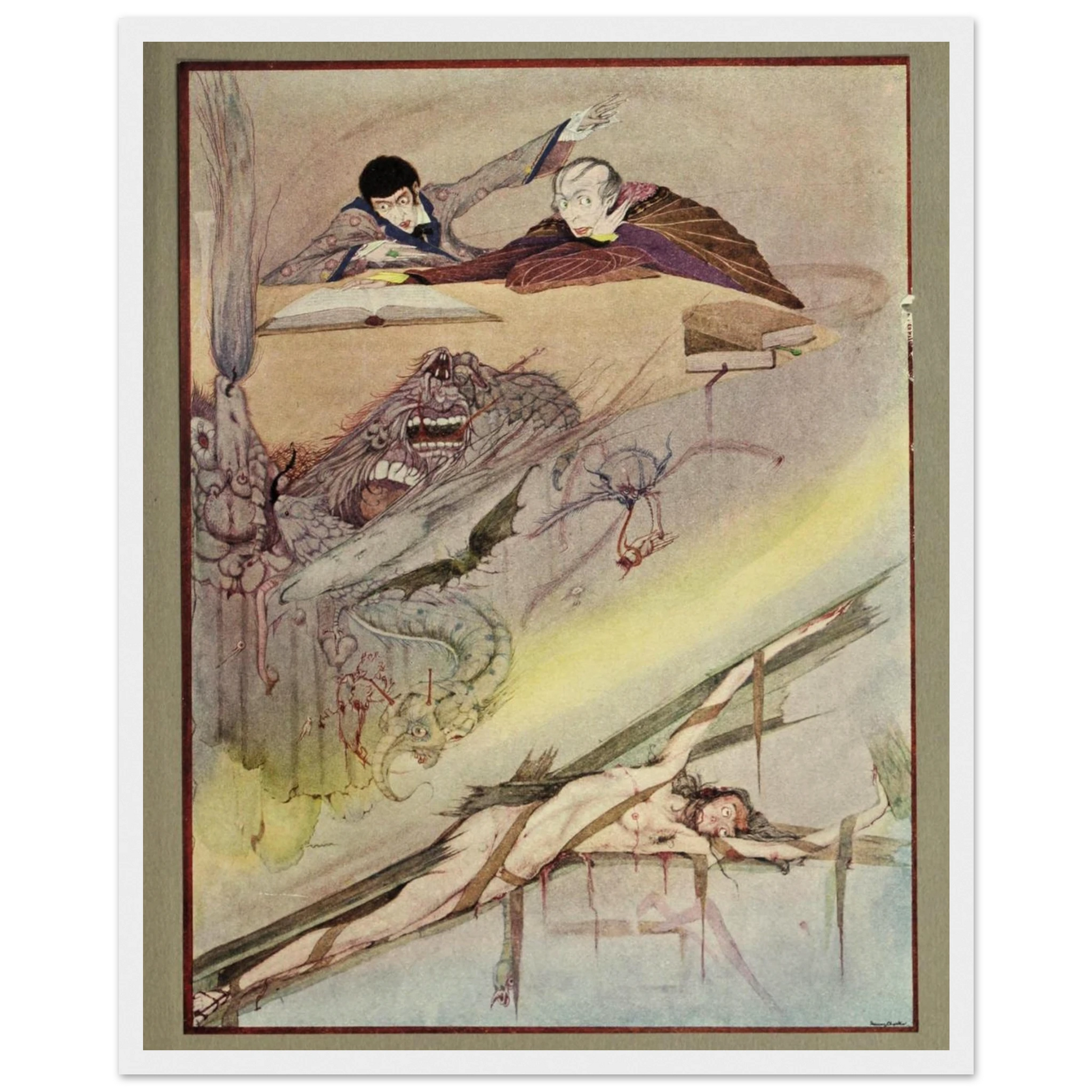 Harry Clarke Art Print – Poe’s Tales of Mystery (1923) – “Rending of Coffin” | Museum-Quality Framed Reproduction – detail view | Buy Irish Art
