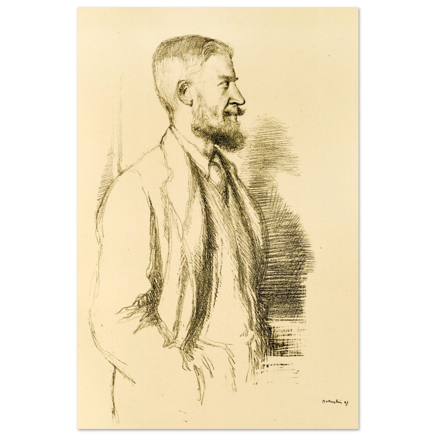 Mr George Bernard Shaw (1897) by William Rothenstein - Art Print – framed print close-up | Buy Irish Art