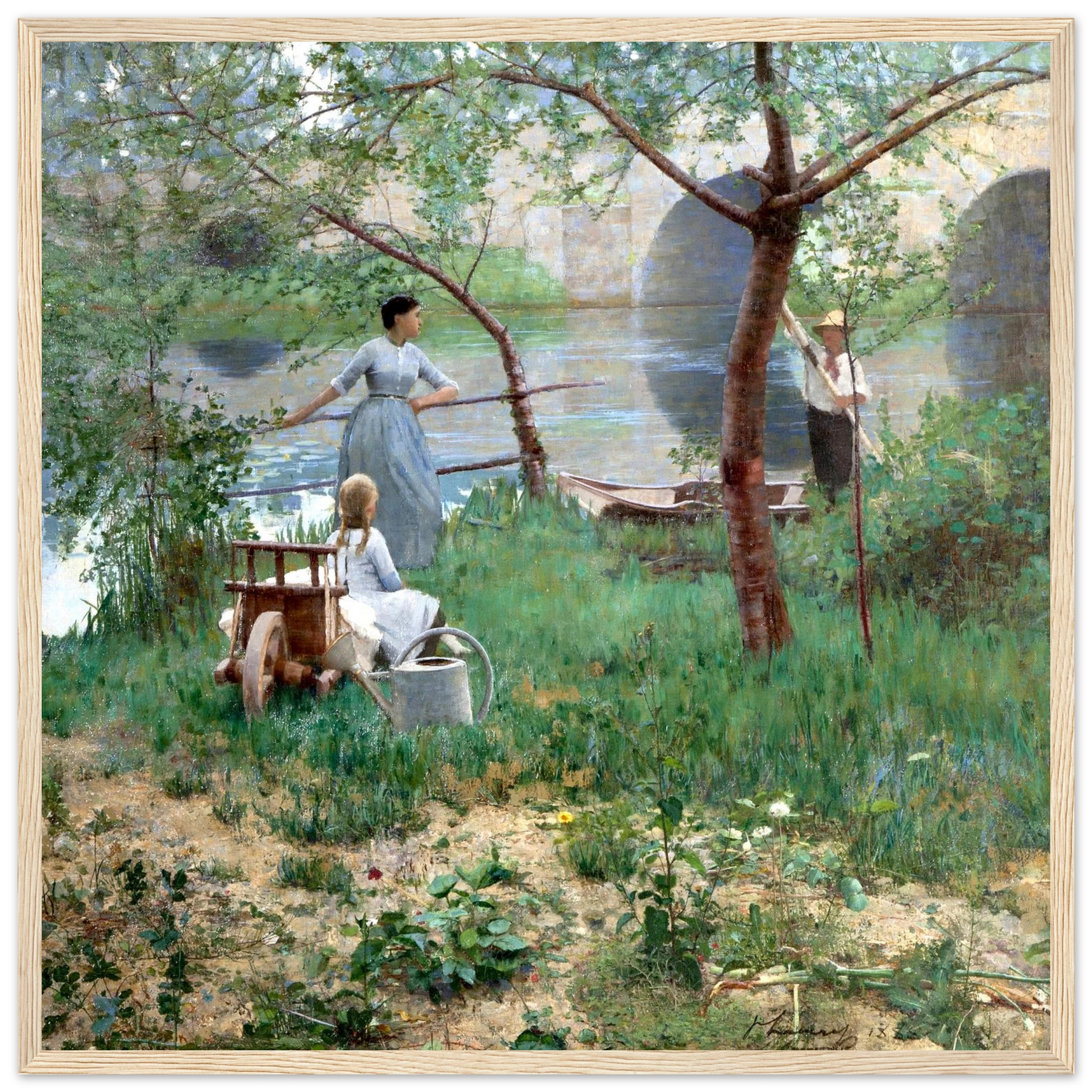 Under the Cherry Tree by Sir John Lavery, close-up print texture detail