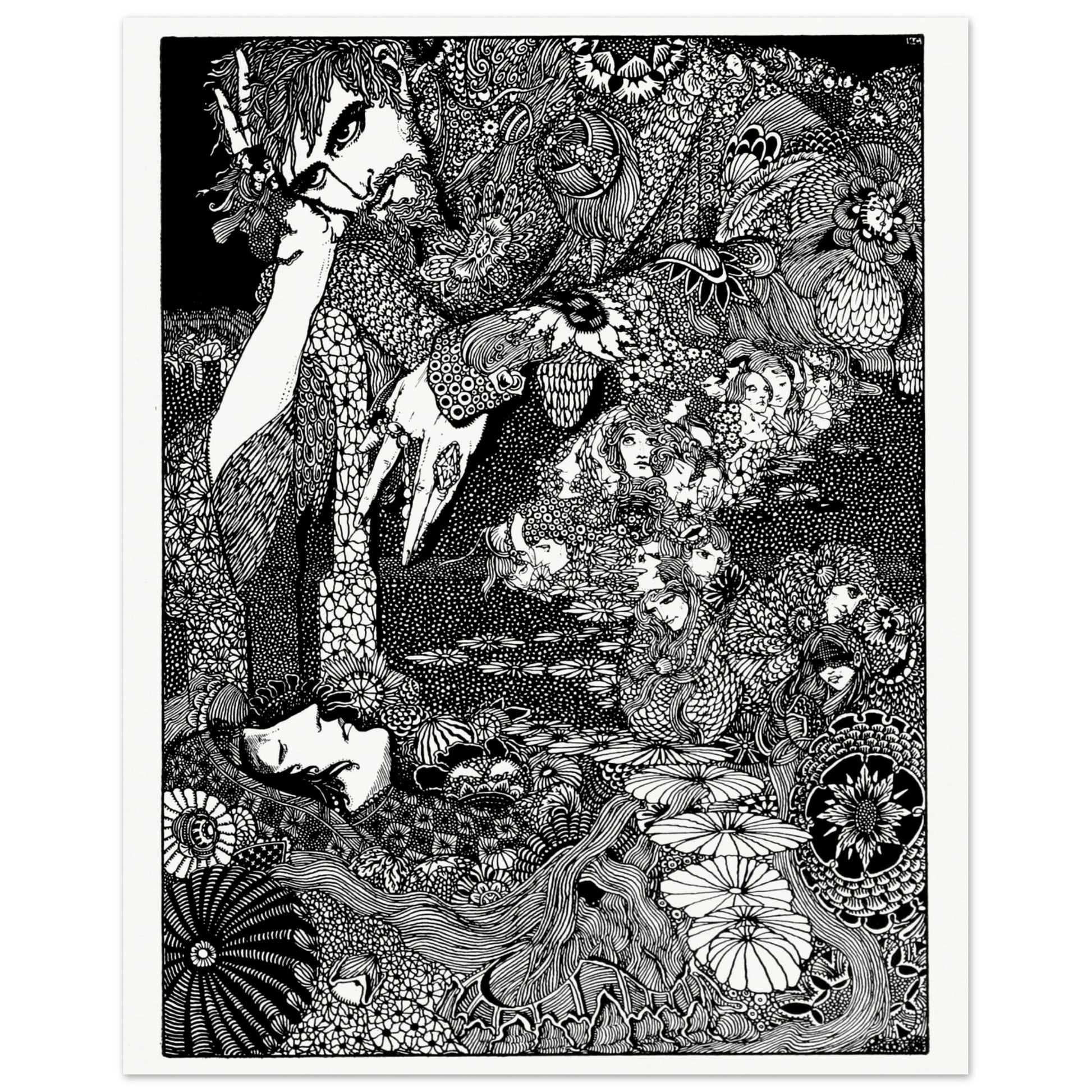 The Earth Grew Dark (1923) – Harry Clarke Gothic Art Print – room setting display | Buy Irish Art