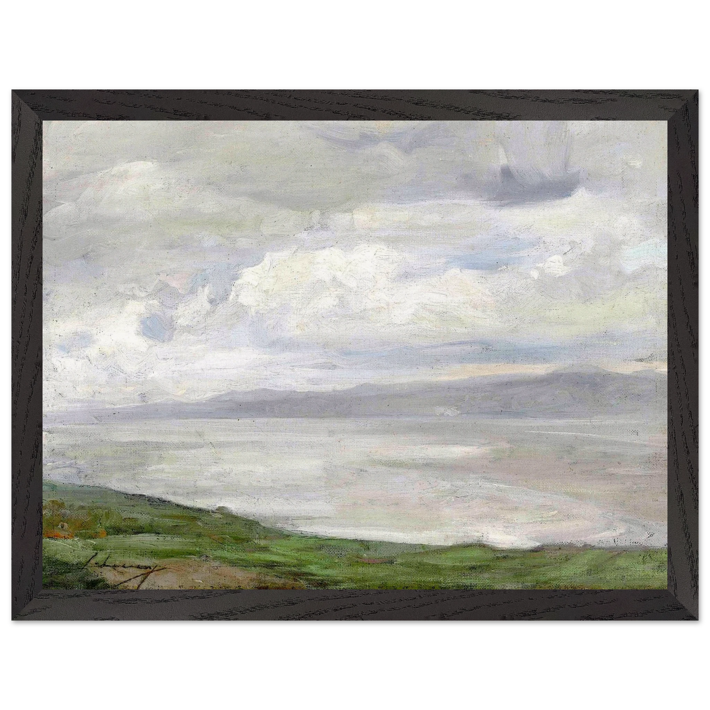 Island Magee Irish art print framed in white — Antrim coast painting reproduction for home