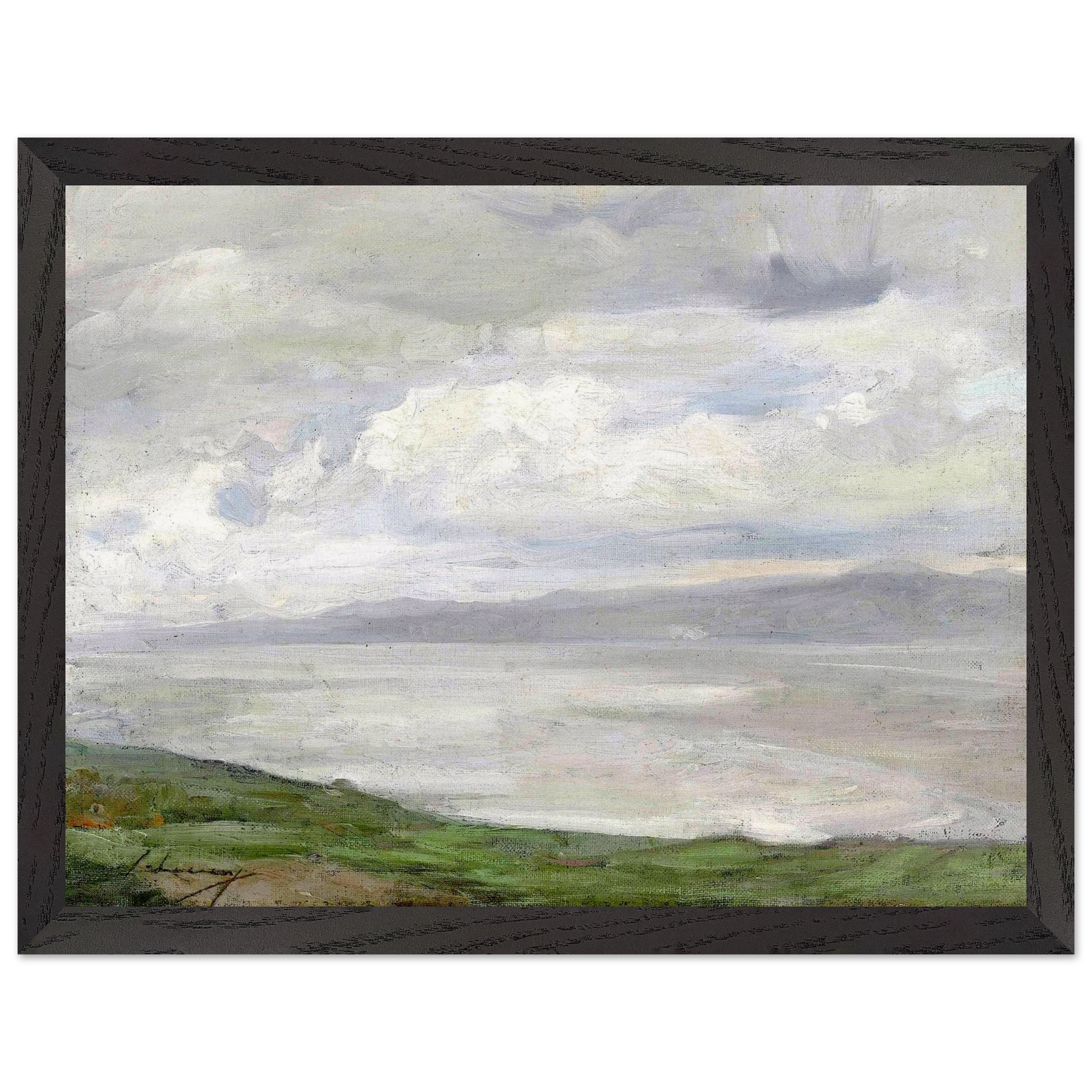 Island Magee Irish art print framed in white — Antrim coast painting reproduction for home