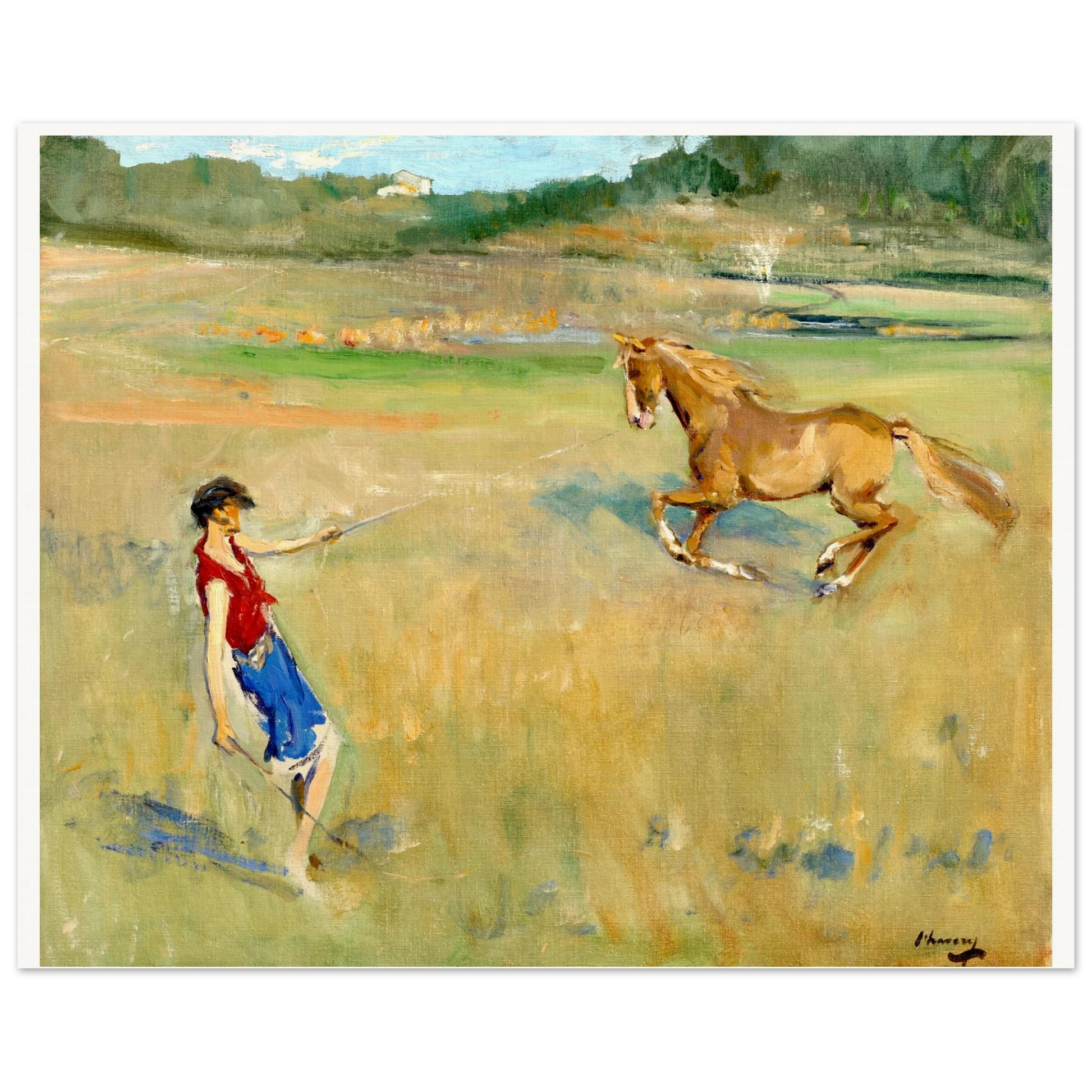 Schooling the Pony by Sir John Lavery, 40x50cm framed art print
